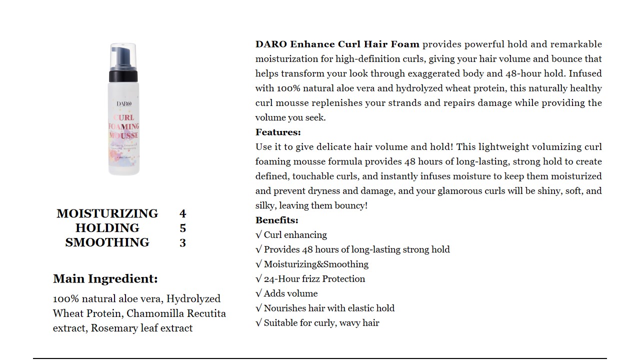 7. Mousse capillaire DARO Enhance Curl